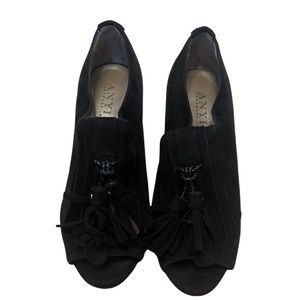 Anti Lu suede peep toe tassel wedge Italy 35